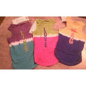 Lot of 3 Zack & Zoey Doggy Tie Dye Tank Top -LIVE LOVE WAG Size Sm/Med-14 inches